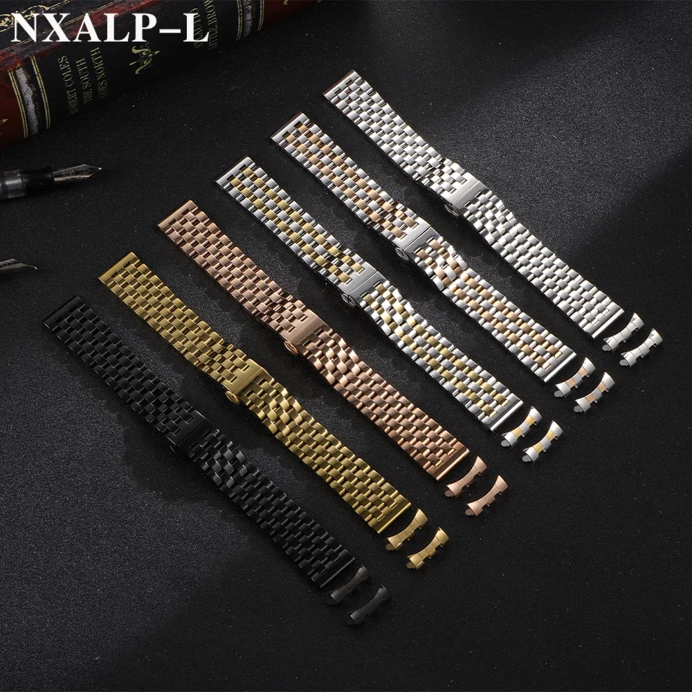 Solid Stainless Steel Strap 18mm 20mm 22mm Watch Band Curved/Flat End Wristband for Tissot for Longines for Seiko for Citizen