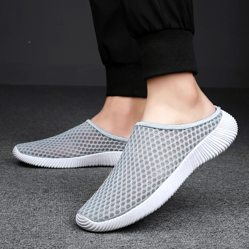 Summer Women's Shoes Half Slippers Slides Mesh Shoes Unisex Women Indoor Outdoor Fashion Lightweight Breathable Tennis