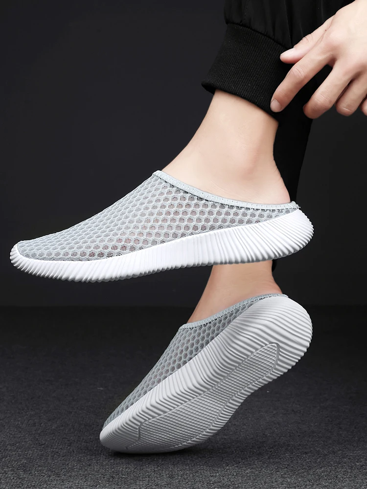 Summer Women's Shoes Half Slippers Slides Mesh Shoes Unisex Women Indoor Outdoor Fashion Lightweight Breathable Tennis