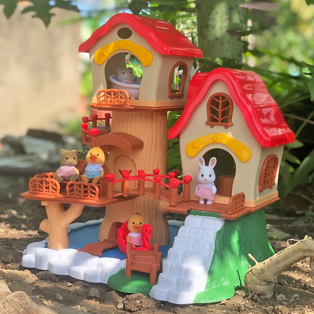 1:12 Micro Deluxe Villas Dollhouse Castle Treehouse Auditorium Play House Miniature Furniture Model Kitchen Toy Girls Gift