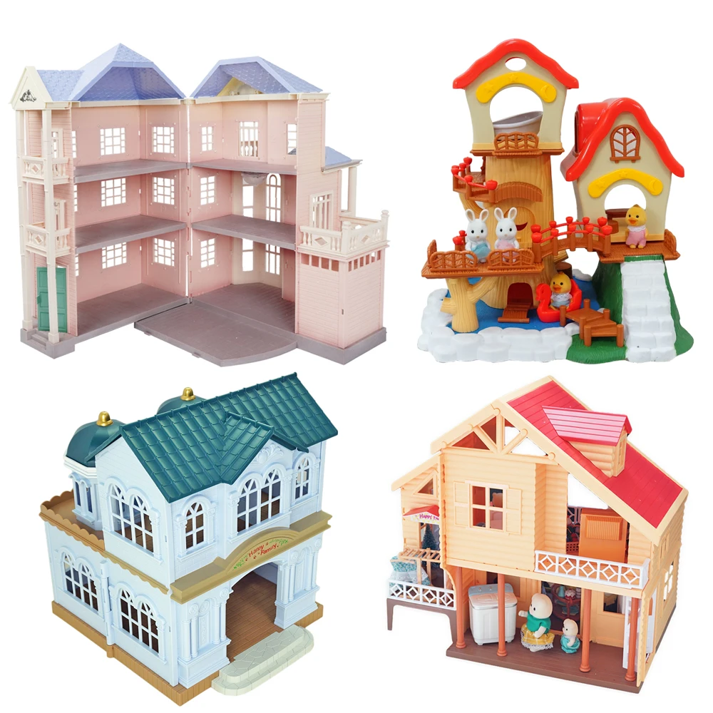 1:12 Micro Deluxe Villas Dollhouse Castle Treehouse Auditorium Play House Miniature Furniture Model Kitchen Toy Girls Gift