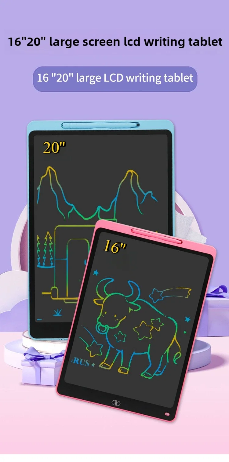16/20inch LCD Drawing Board Writing Tablet Montessori Learning Educational Toys Kids Large Graffiti Magic Handwriting Blackboard