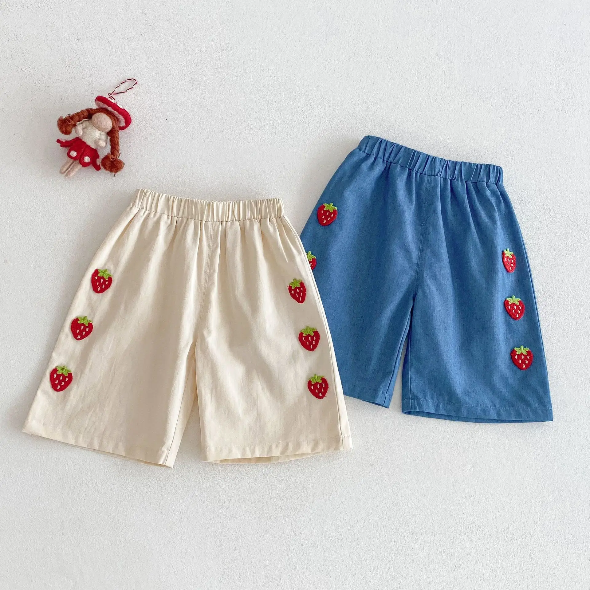 MILANCEl 2025 Summer Kids Clothing Set Strawberry Vest And Wide Leg Pants 2 Pcs Girls Suit Girls Clothes Suit