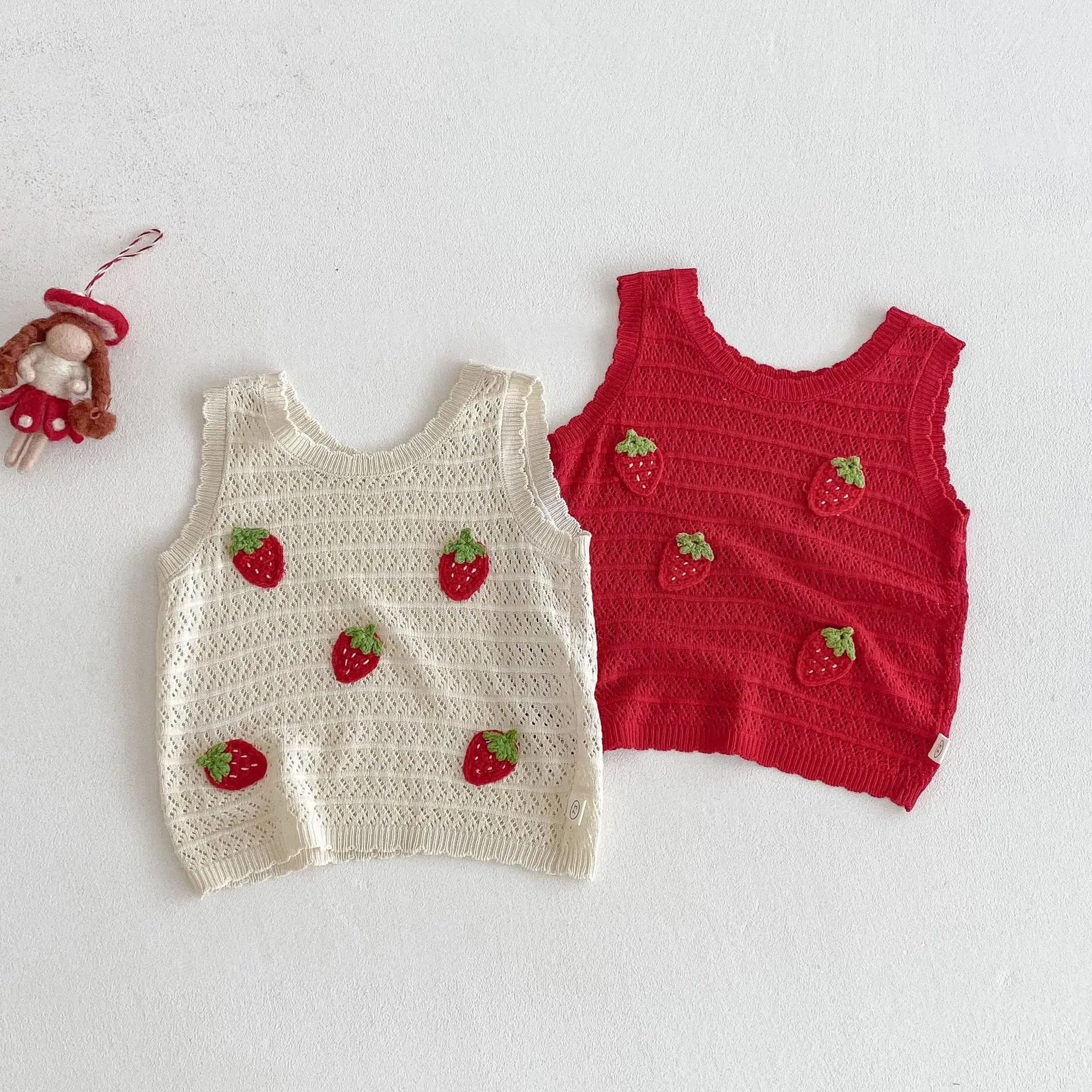 MILANCEl 2025 Summer Kids Clothing Set Strawberry Vest And Wide Leg Pants 2 Pcs Girls Suit Girls Clothes Suit