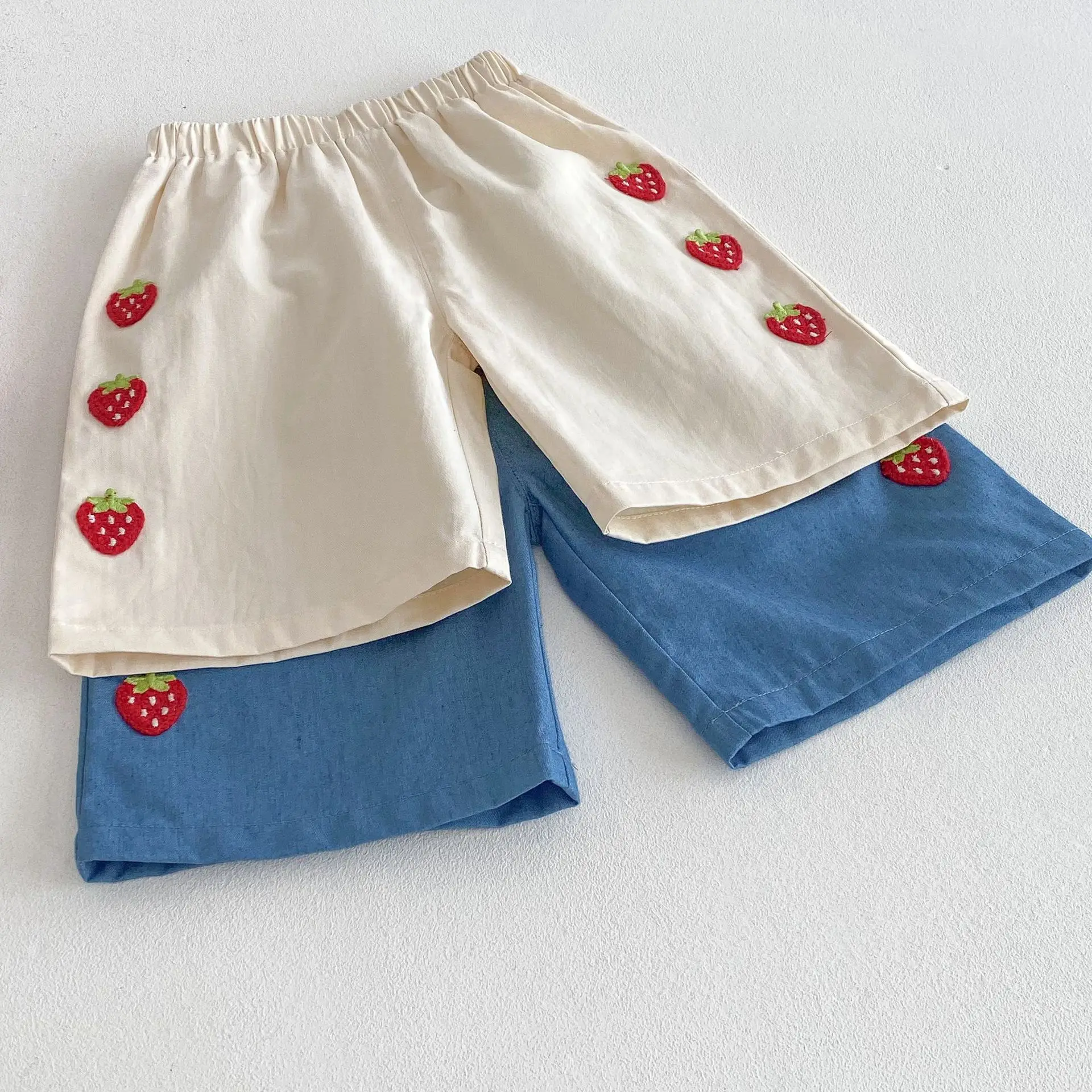 MILANCEl 2025 Summer Kids Clothing Set Strawberry Vest And Wide Leg Pants 2 Pcs Girls Suit Girls Clothes Suit