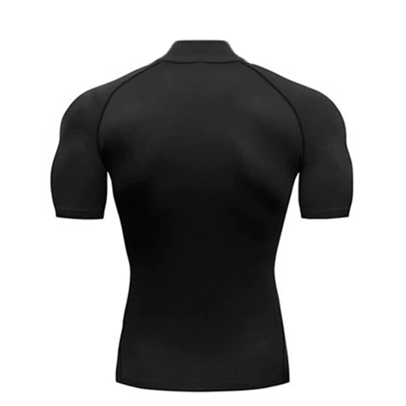 Plain Compression T Shirts Mens Summer Running T-shirts Turtleneck Elastic Quick Dry Sport Tees Athletic Gym Short Sleeve Shirt
