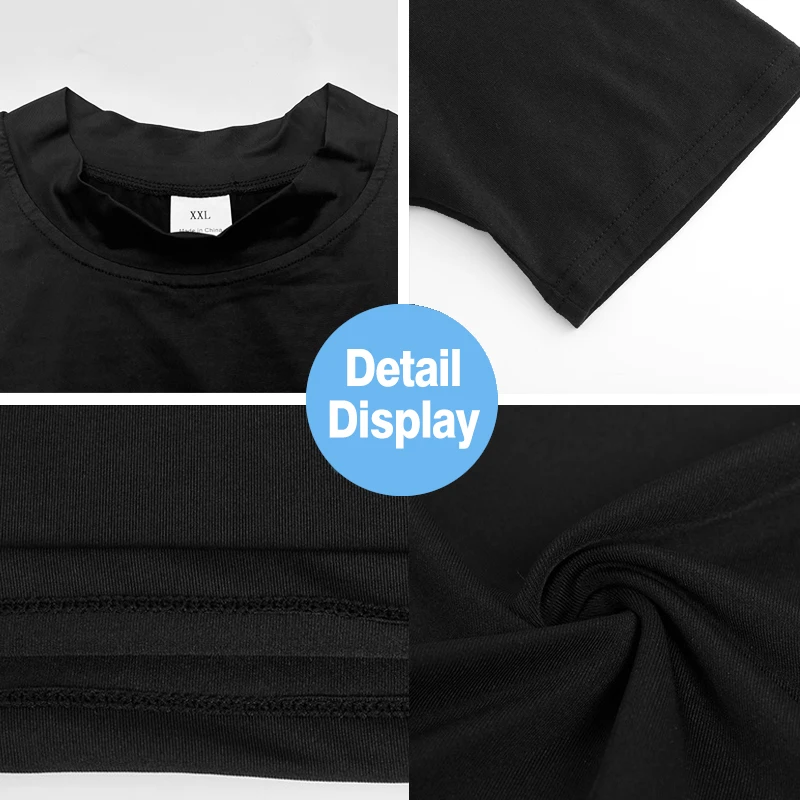 Plain Compression T Shirts Mens Summer Running T-shirts Turtleneck Elastic Quick Dry Sport Tees Athletic Gym Short Sleeve Shirt