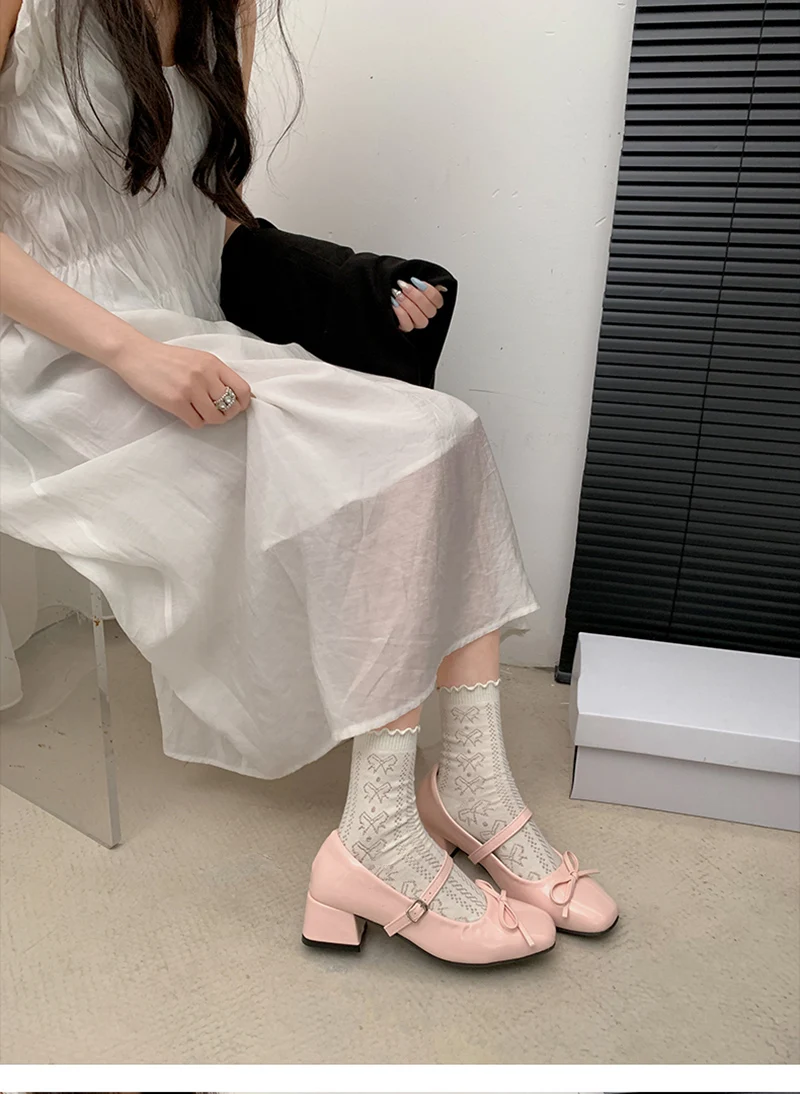 Patent Leather Women Mary Jane Shoes Fashion Shallow Butterfly-knot Shoes Spring Autumn Wedding Party Shoes