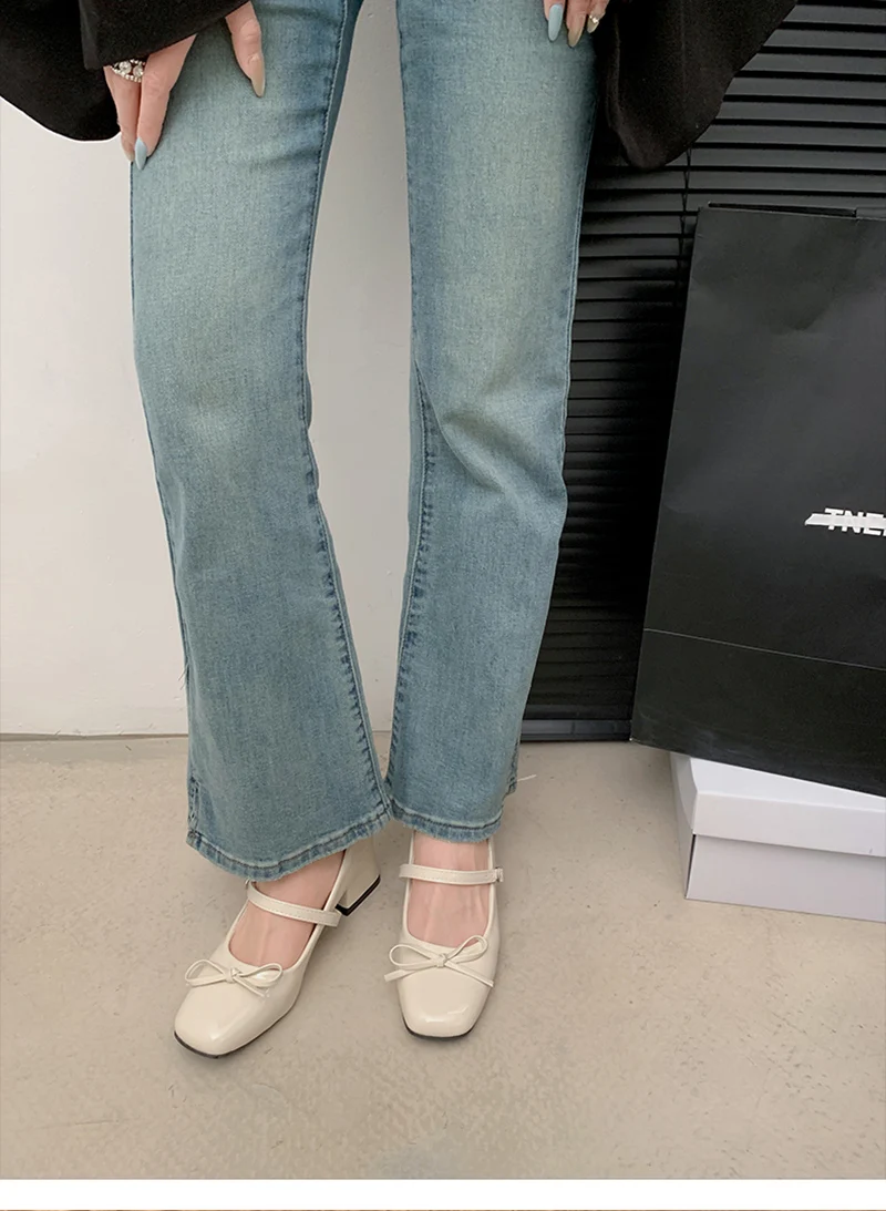 Patent Leather Women Mary Jane Shoes Fashion Shallow Butterfly-knot Shoes Spring Autumn Wedding Party Shoes