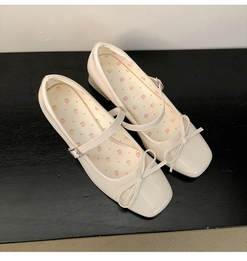 Patent Leather Women Mary Jane Shoes Fashion Shallow Butterfly-knot Shoes Spring Autumn Wedding Party Shoes