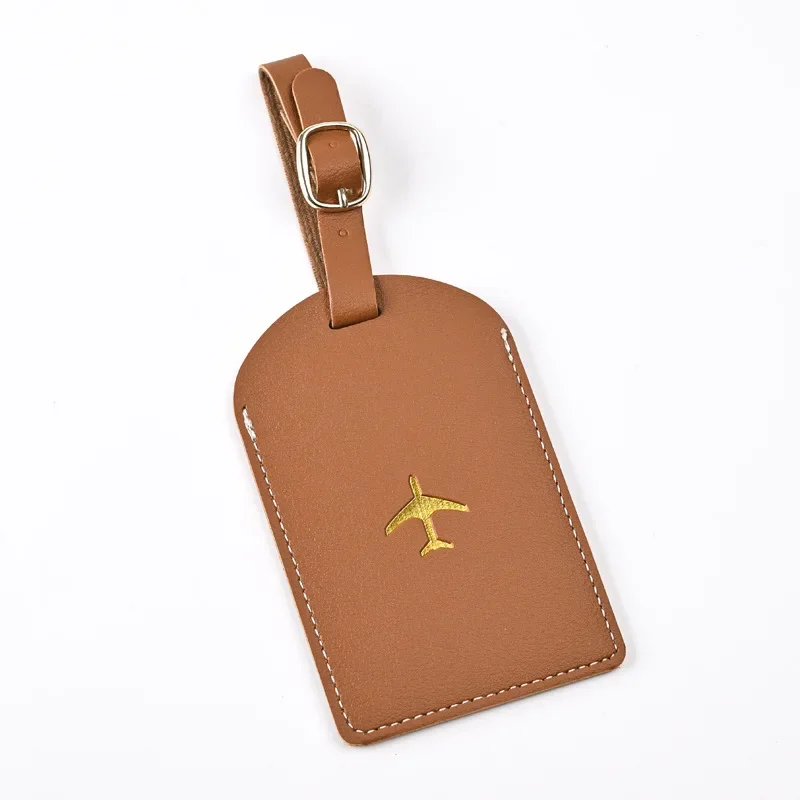 1pc Thicken PU Hot Stamping Aircraft Boarding Pass Luggage Tag Suitcase Name Label Travel Tags Luggage Tags Travel Accessories