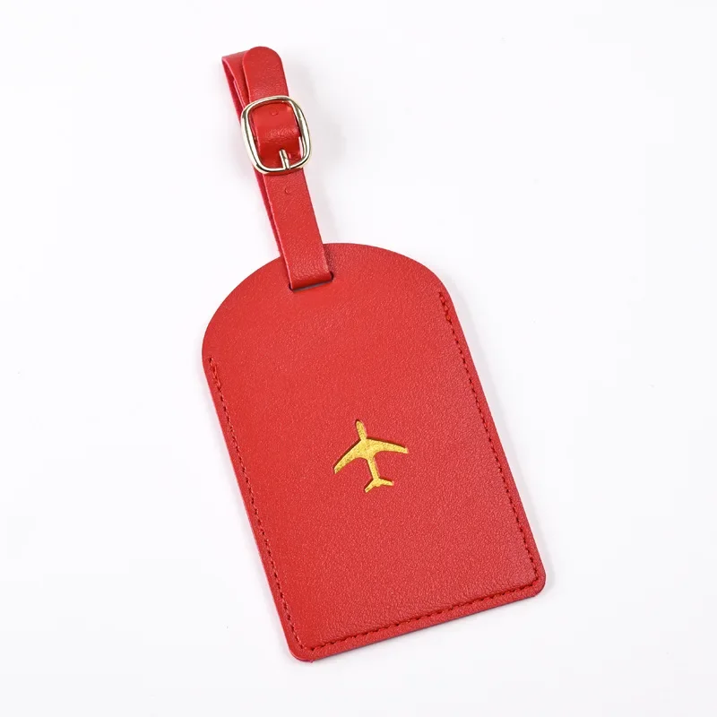 1pc Thicken PU Hot Stamping Aircraft Boarding Pass Luggage Tag Suitcase Name Label Travel Tags Luggage Tags Travel Accessories