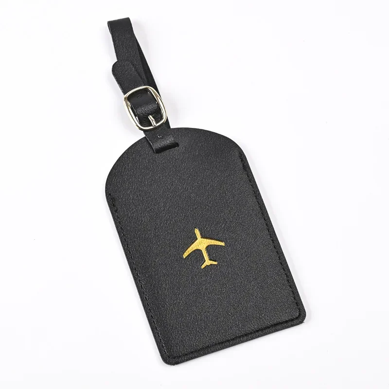 1pc Thicken PU Hot Stamping Aircraft Boarding Pass Luggage Tag Suitcase Name Label Travel Tags Luggage Tags Travel Accessories
