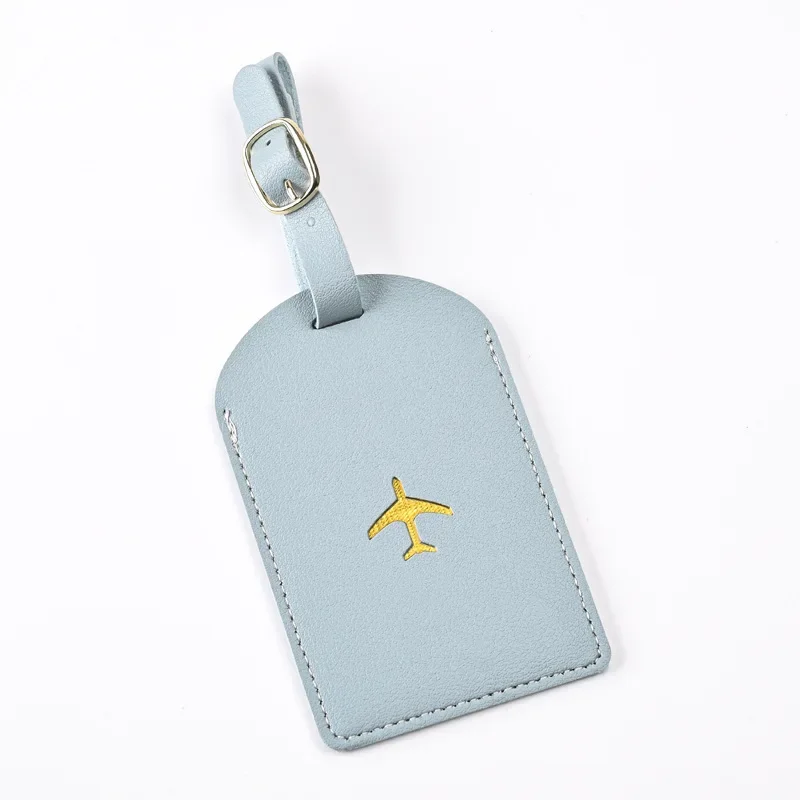 1pc Thicken PU Hot Stamping Aircraft Boarding Pass Luggage Tag Suitcase Name Label Travel Tags Luggage Tags Travel Accessories