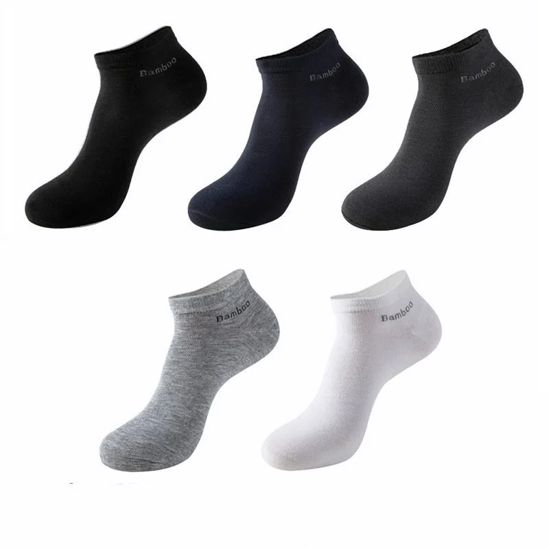 5Pairs/Lot Men's Bamboo Fiber Socks High Quality Business Casual Comfort Breathable Anti-bacterial Deodorant Men's Ankle Socks