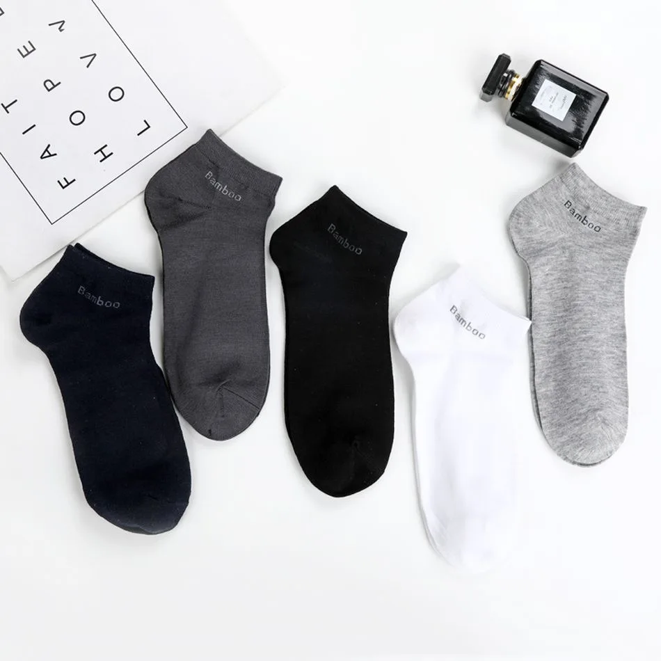 5Pairs/Lot Men's Bamboo Fiber Socks High Quality Business Casual Comfort Breathable Anti-bacterial Deodorant Men's Ankle Socks
