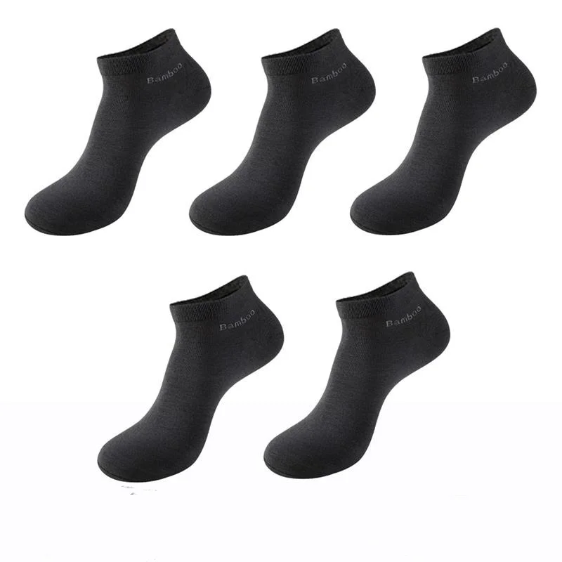 5Pairs/Lot Men's Bamboo Fiber Socks High Quality Business Casual Comfort Breathable Anti-bacterial Deodorant Men's Ankle Socks