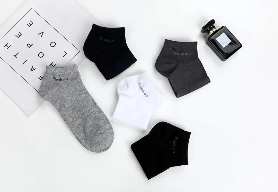 5Pairs/Lot Men's Bamboo Fiber Socks High Quality Business Casual Comfort Breathable Anti-bacterial Deodorant Men's Ankle Socks