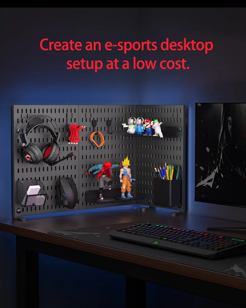 Multifunctional Desktop Standing Pegboard for Home/Office Storage. Freely Combinable Partition Shelf Set.