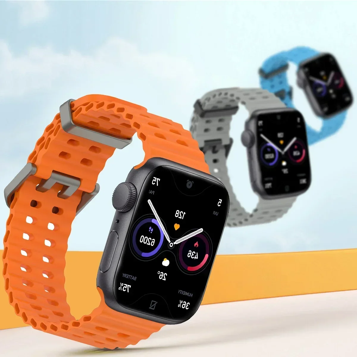 Strap for Apple Watch Ultra 2 49mm 45mm 44mm 42mm 38mm 41mm 40mm Silicone Ocean belt for iWatch series 10 9 8 7 se 5 4 3 Correa