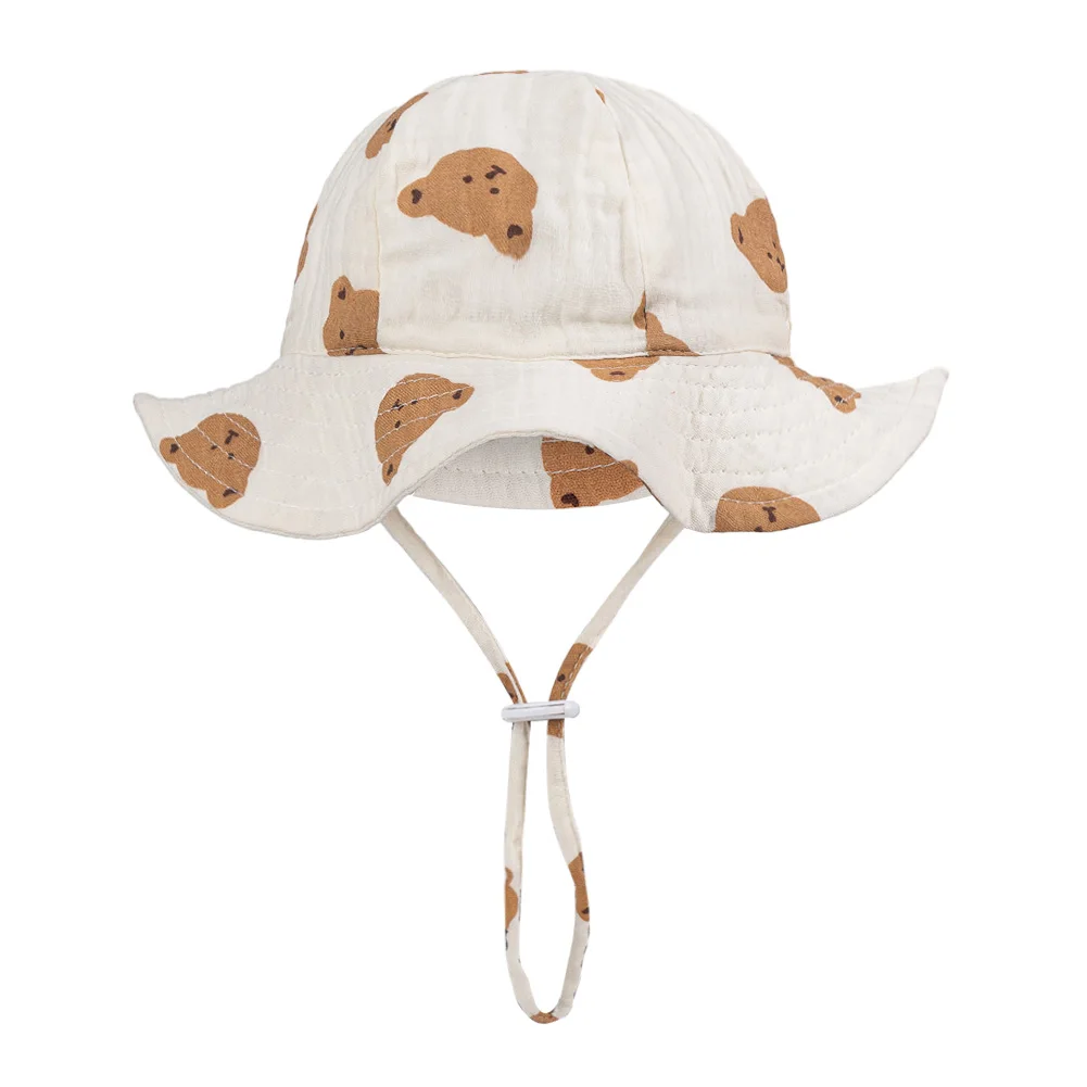 Baby Cotton Bucket Hats New Children Sunscreen Outdoor Caps Boys Girls Print Panama Hat Unisex Beach Fishing Hat For 3-12 Months