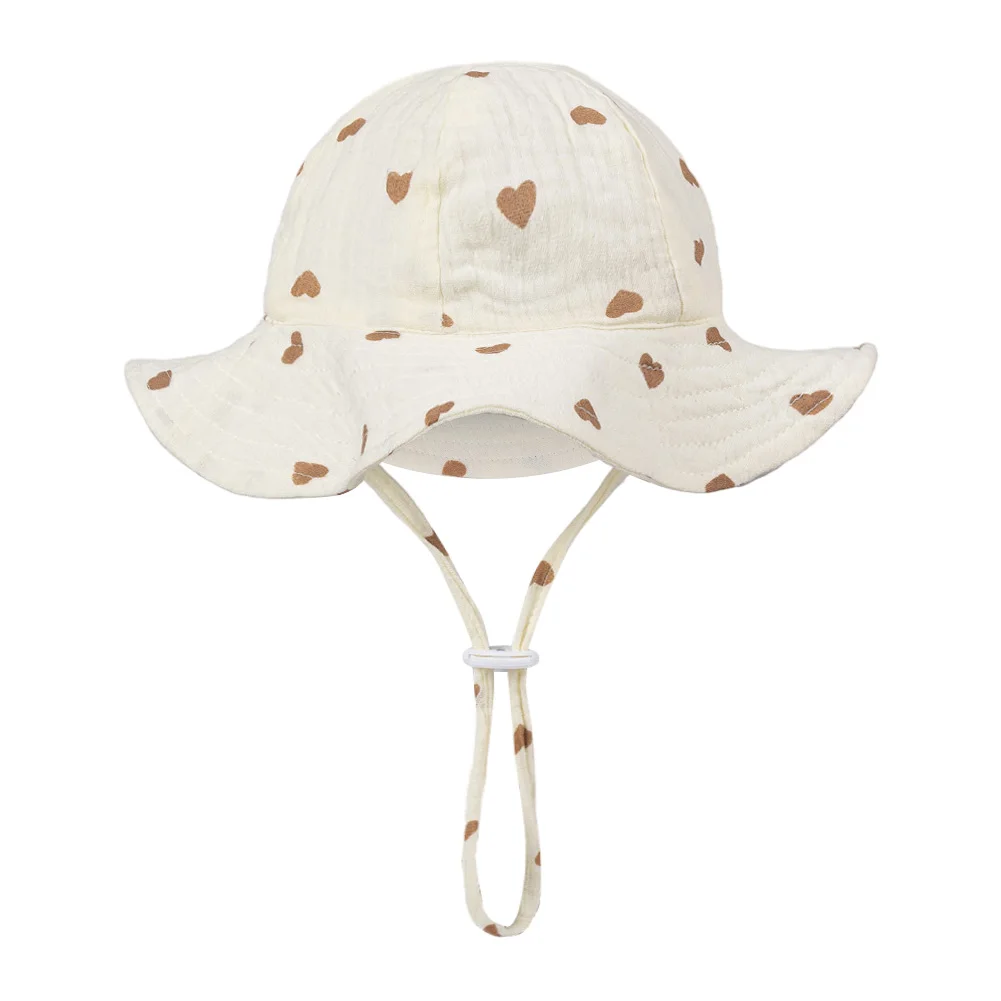 Baby Cotton Bucket Hats New Children Sunscreen Outdoor Caps Boys Girls Print Panama Hat Unisex Beach Fishing Hat For 3-12 Months