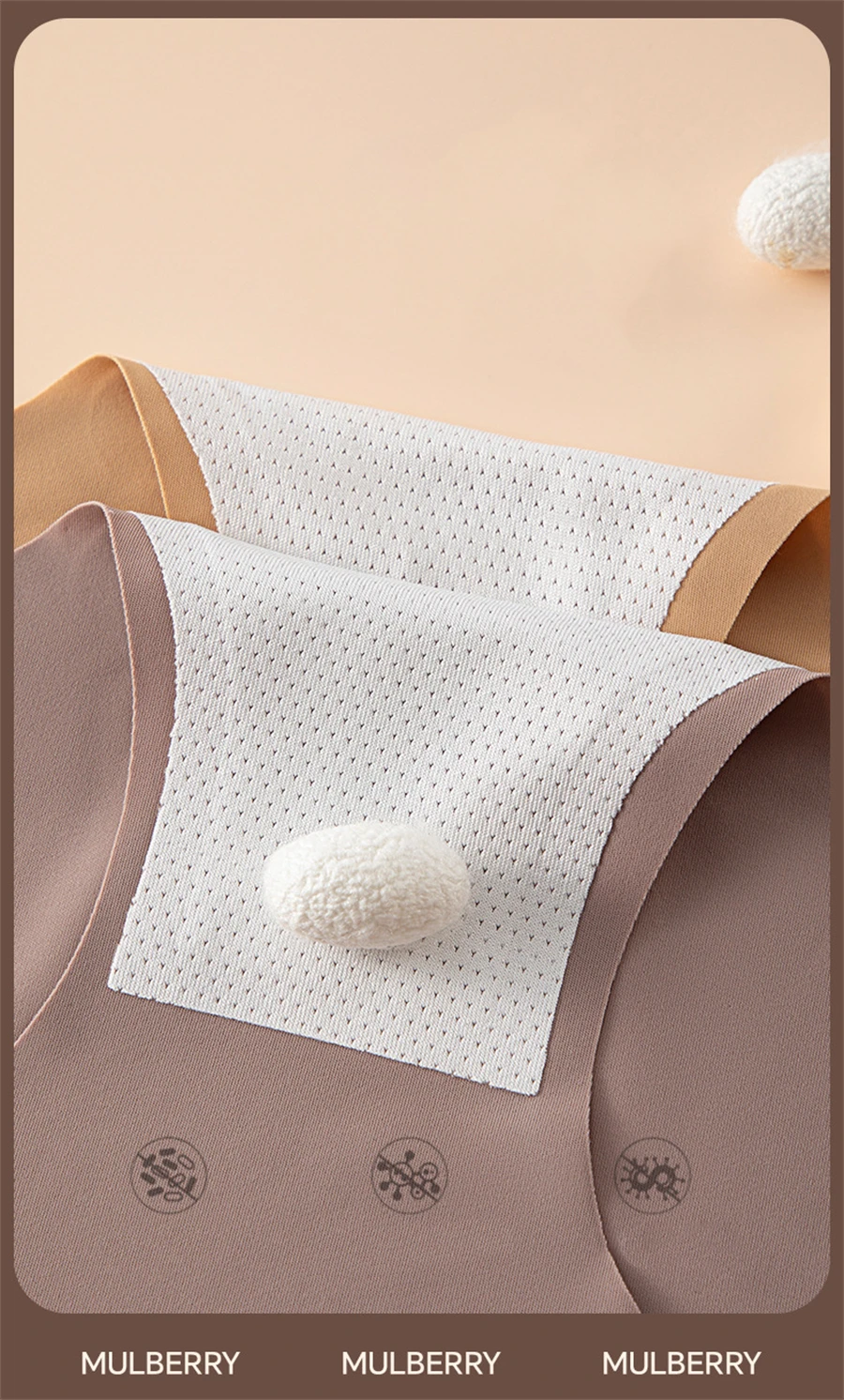 5PCS Seamless Mulberry Silk Panties Women's Soft Lingerie Sexy High Elastic Breathable Briefs Invisible WEDDING DRESS Underpants