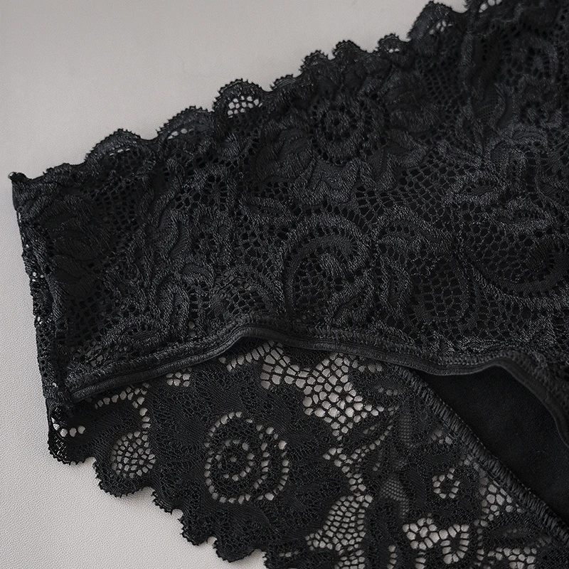 5PCS/Set Soli Color Cotton Panties Women's Lace Floral Embroidery Briefs Solid Color Sexy Female Underwear Lingerie
