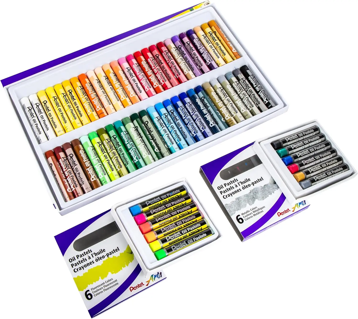 Pentel Arts Oil Pastel Set 6/12/25/50 Assorted Colors Brilliant Pastels Apply Smoothly and Blend Easily for Subtle Shades PHN