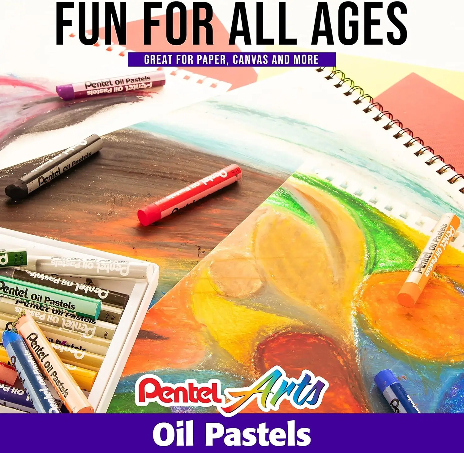 Pentel Arts Oil Pastel Set 6/12/25/50 Assorted Colors Brilliant Pastels Apply Smoothly and Blend Easily for Subtle Shades PHN