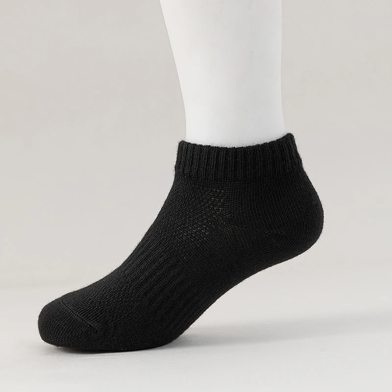 6 Pairs Kids Socks Breathable Mesh Girls Ankle Socks White Black Solid Colors Boys Sports Socks for Spring Summer
