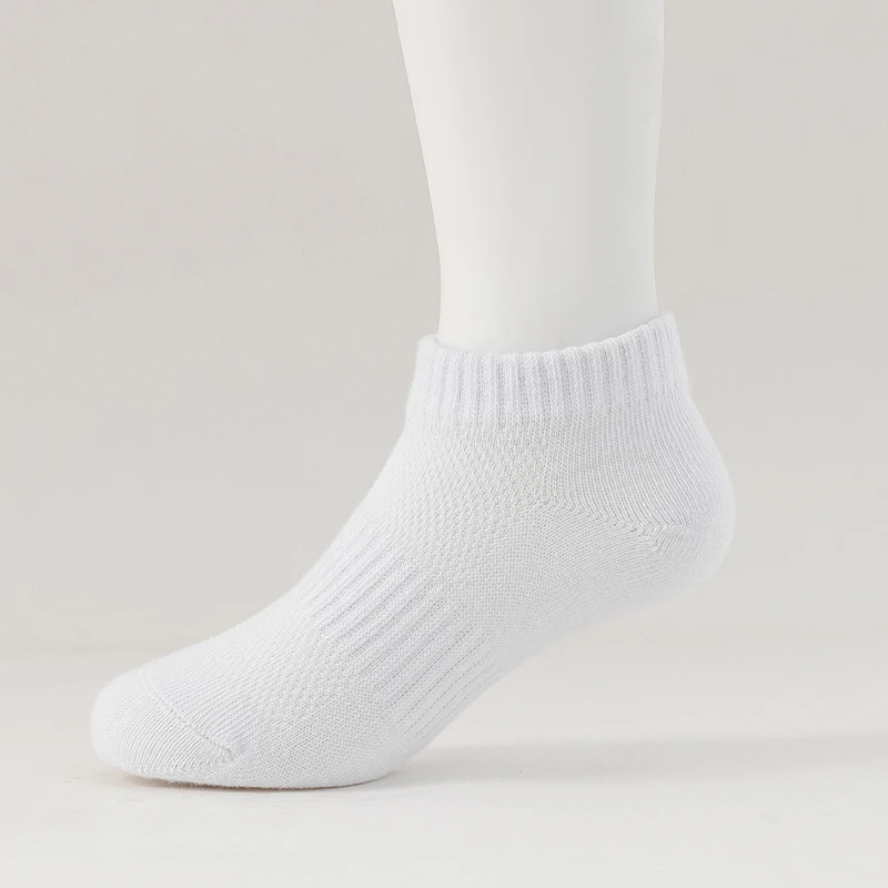 6 Pairs Kids Socks Breathable Mesh Girls Ankle Socks White Black Solid Colors Boys Sports Socks for Spring Summer
