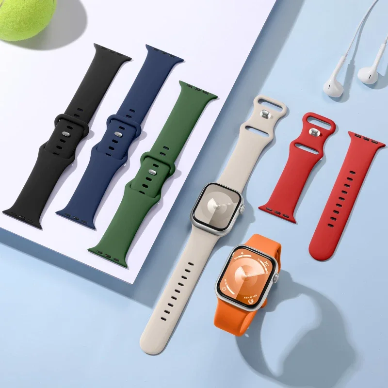 Glass+Case+band For Apple Watch bands 44mm 40mm 45mm 41-38mm 42mm Silicone sport bracelet iWatch series10 8 9 7 6 5 4 3 SE strap