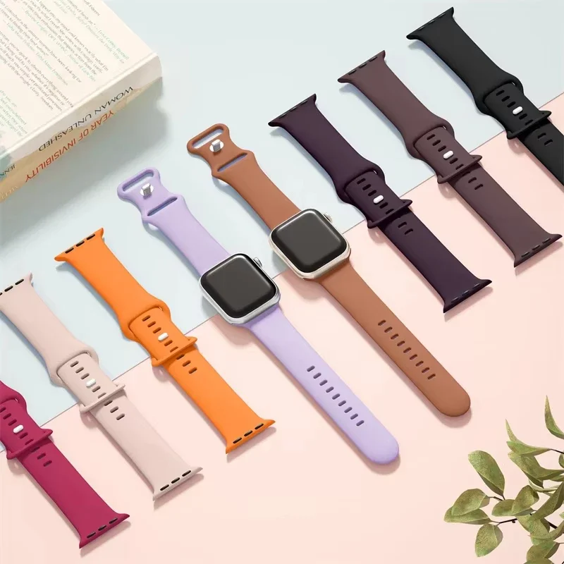 Glass+Case+band For Apple Watch bands 44mm 40mm 45mm 41-38mm 42mm Silicone sport bracelet iWatch series10 8 9 7 6 5 4 3 SE strap