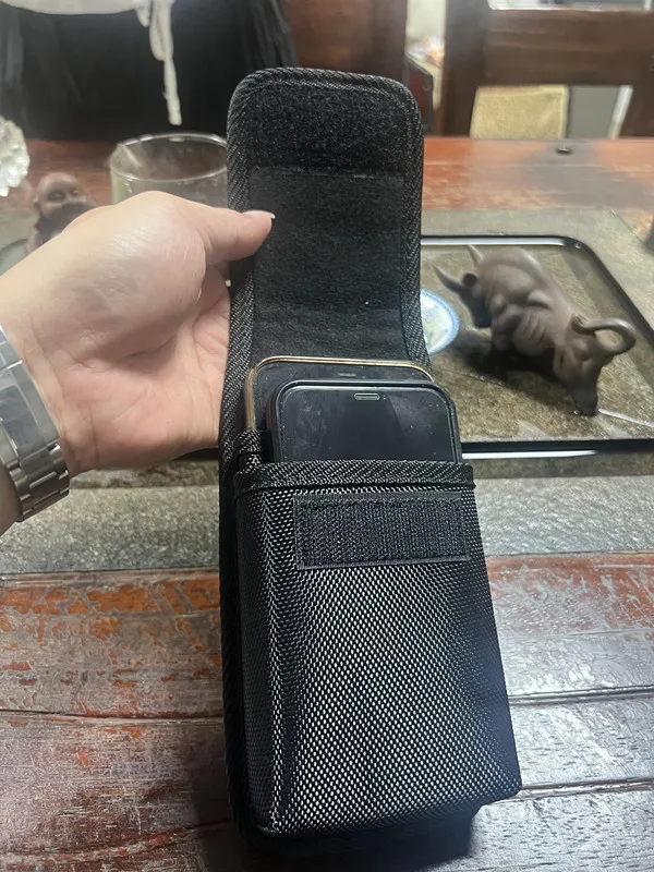Men's Nylon Dual Pocket Cell Phone Belt Pouch Case - Durable, Outdoor Cell Phone Pouch Case
