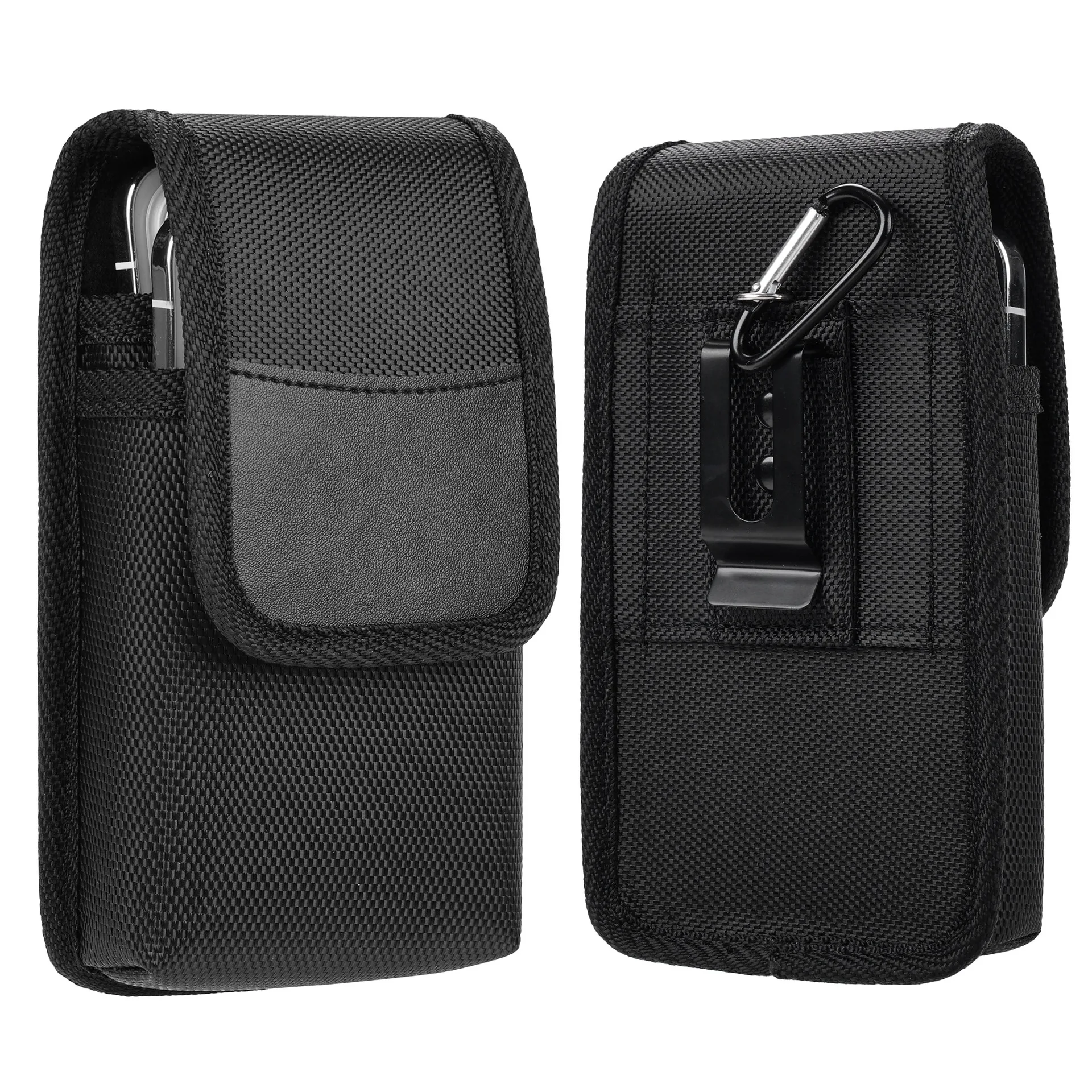 Men's Nylon Dual Pocket Cell Phone Belt Pouch Case - Durable, Outdoor Cell Phone Pouch Case