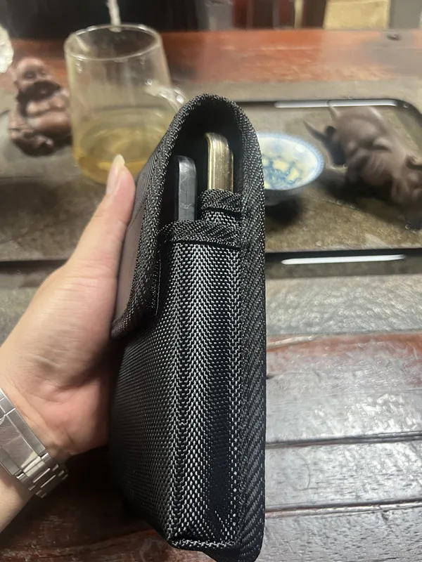 Men's Nylon Dual Pocket Cell Phone Belt Pouch Case - Durable, Outdoor Cell Phone Pouch Case
