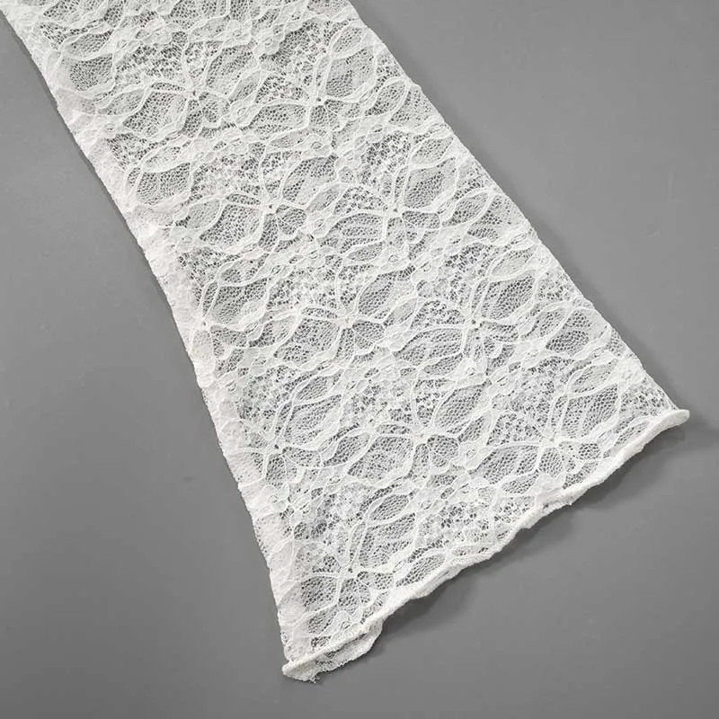 2025 Spring And Summer Women'S New Solid Color Lace Slant Hem Sexy Long Sleeve T-Shirt Top Fashion Spice Girl Lace Tops