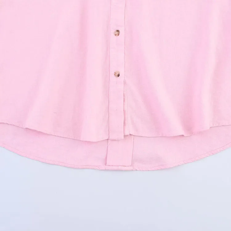 HipSeam Wide Sleeved Shirt Women Spring Asymmetric Hem Button Women's Shirts Simple Lady Johnny Collar Shirts & Blouses