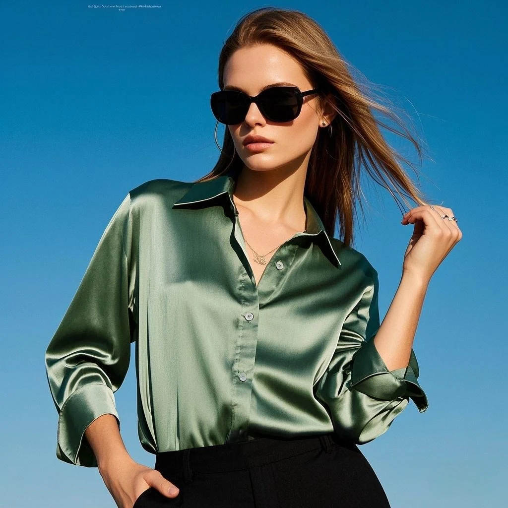 Korean Office Lady Trend Casual Shirt Elegant Blouses For Women Satin Multicolor Basic Slim Shirt Solid All-Match Top French New