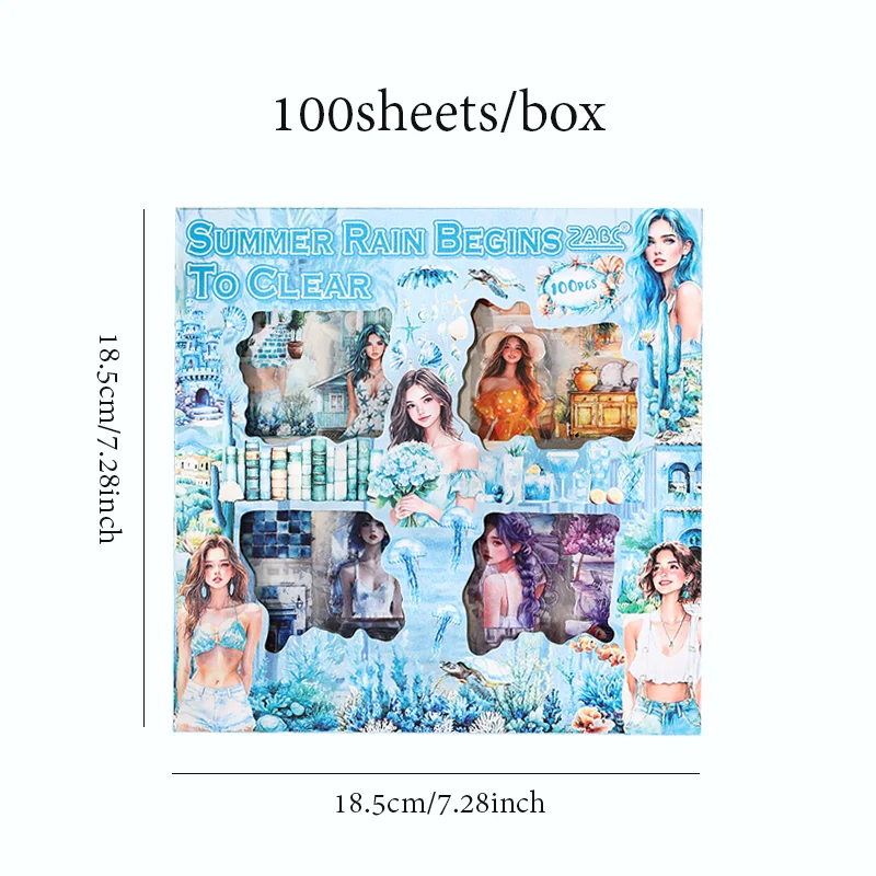 Mr Paper 100Pcs/box Flowering Seasons Series Boxed Stickers Peoples' Handbook Stickers Cute Style DIY Scrapbook Picture Book