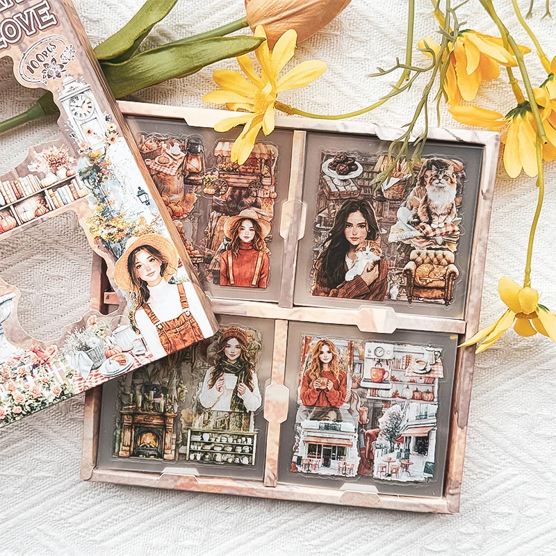 Mr Paper 100Pcs/box Flowering Seasons Series Boxed Stickers Peoples' Handbook Stickers Cute Style DIY Scrapbook Picture Book