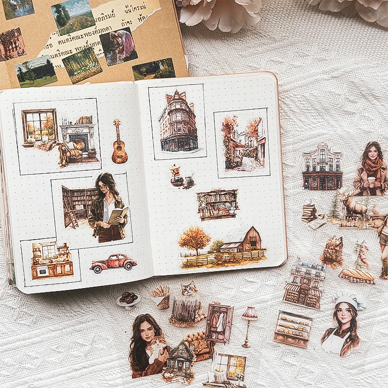 Mr Paper 100Pcs/box Flowering Seasons Series Boxed Stickers Peoples' Handbook Stickers Cute Style DIY Scrapbook Picture Book