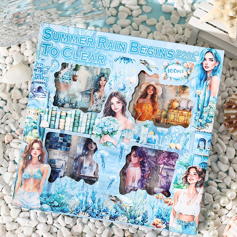 Mr Paper 100Pcs/box Flowering Seasons Series Boxed Stickers Peoples' Handbook Stickers Cute Style DIY Scrapbook Picture Book