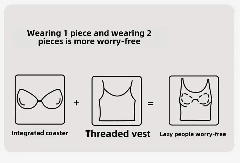 Threaded Halter Neck Camisole Top With Build-in Bra High Elastic Slim-fitting Sling Fixed Cup Breathable Women Underwear