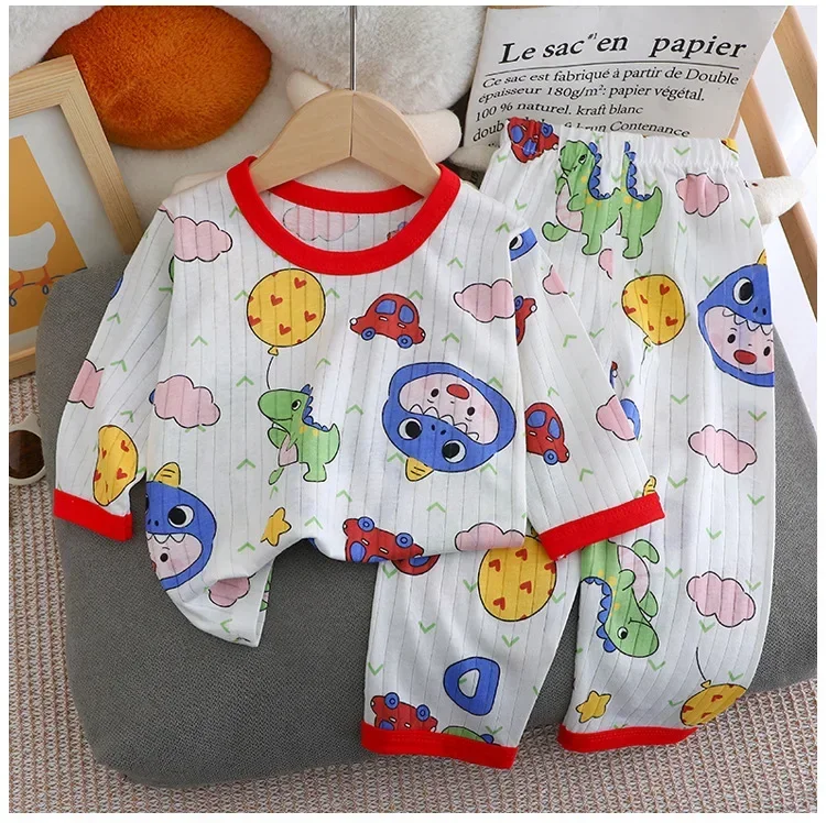 Baby Pajamas Summer Children's Long-sleeved Trousers Home Clothes Suits Cotton Underwear Thin Pajamas Air-conditioning Clothes