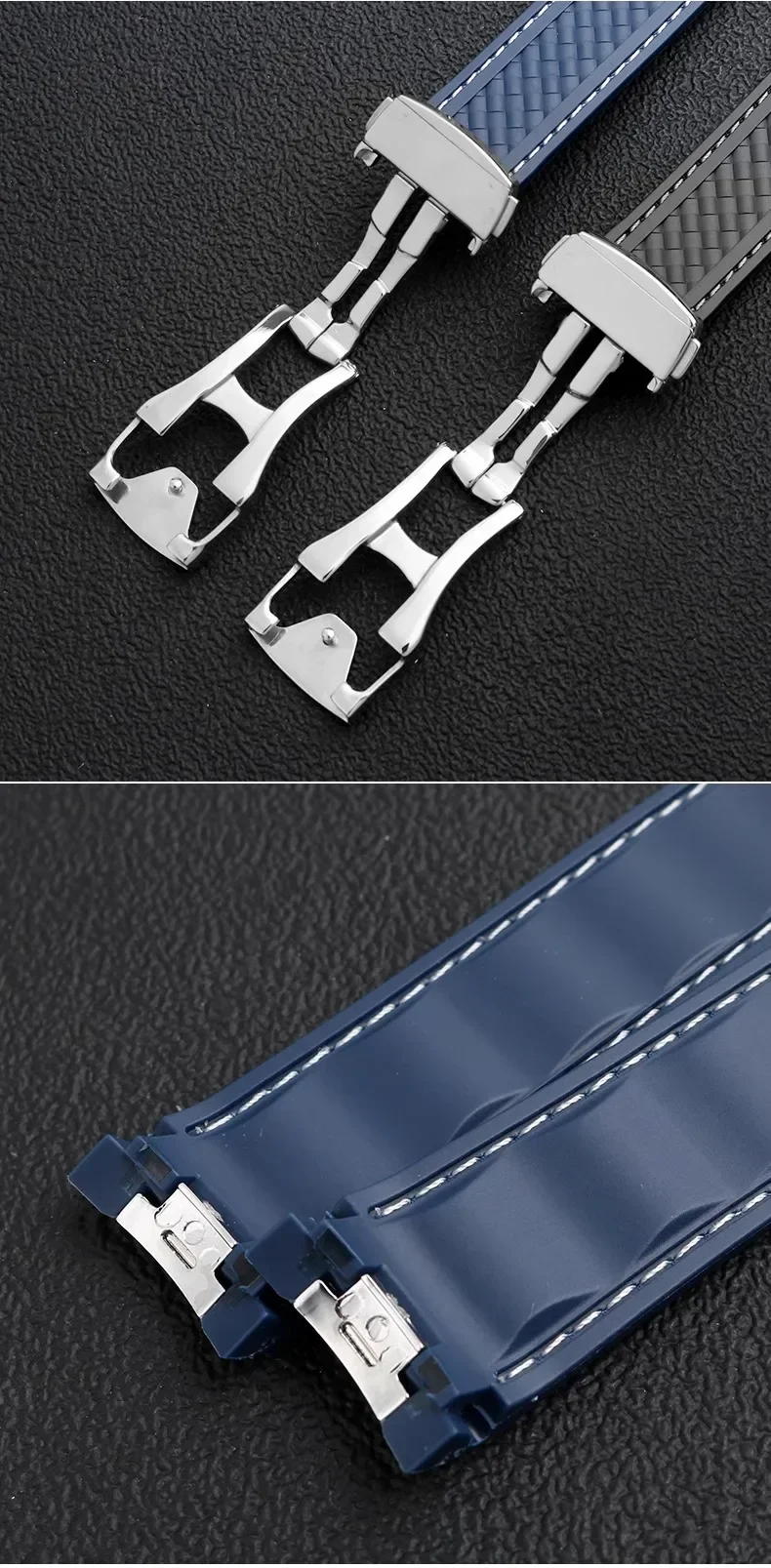 Rubber Silicone Watch Strap For Omega Seamaster 300 AT150 Aqua Terra Ultra Light 8900 Steel Buckle Blue Watchband Bracelets 20mm