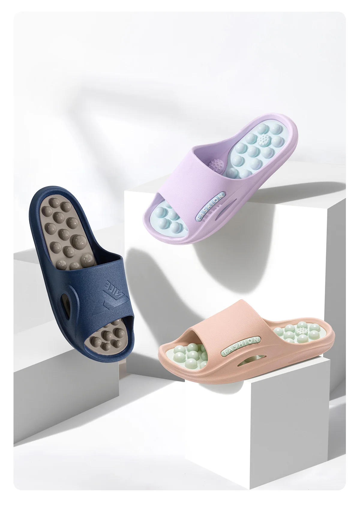 Summer Women Massage Slippers PVC Non-slip Unisex Home Slippers Comfortable Lightweight Indoor Outdoor Slides