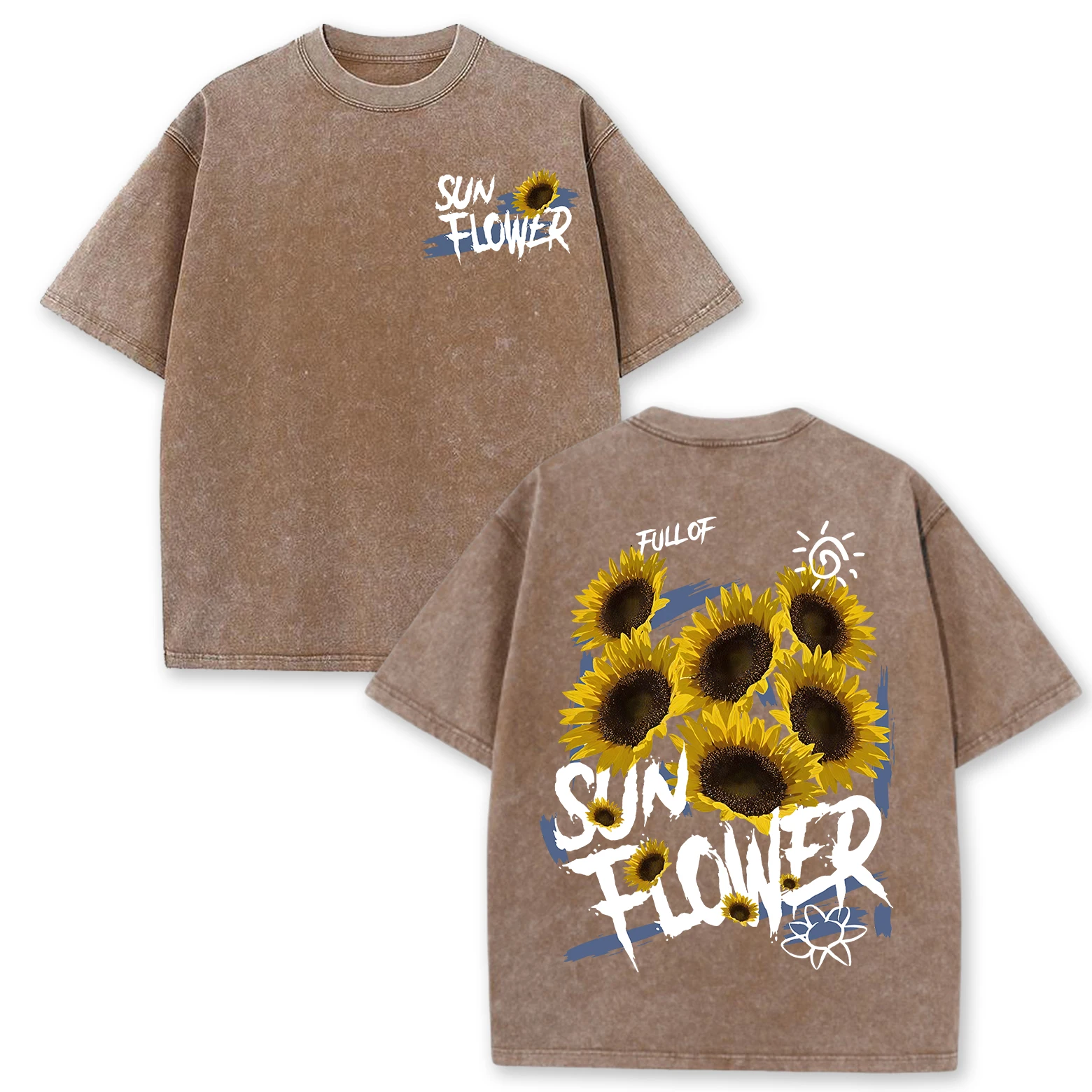 Lift Is Good Beautiful Sunflower Print Washed T Shirts Women Soft Cotton T-Shirt Street Creative Short Sleeve Summer Casual Tops