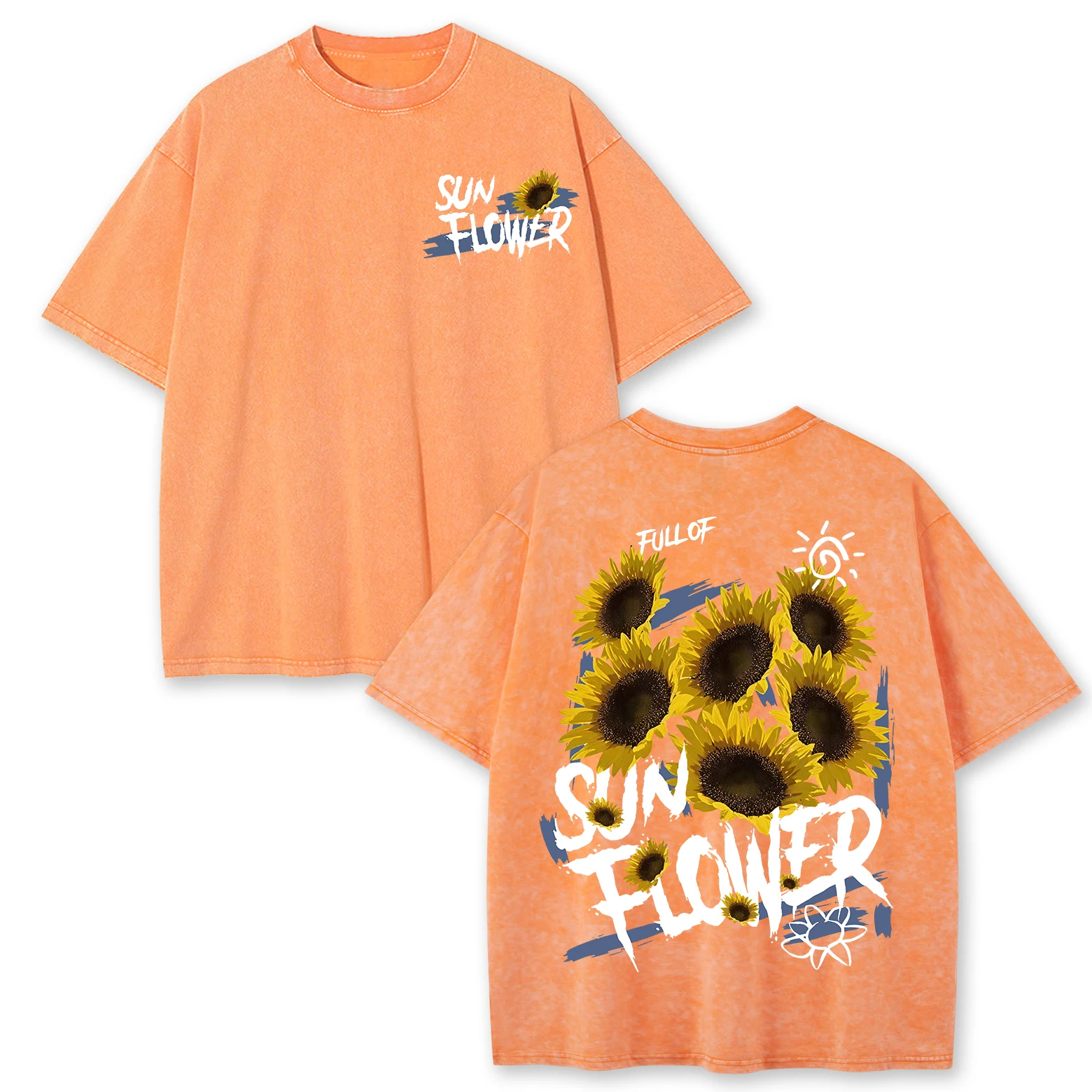 Lift Is Good Beautiful Sunflower Print Washed T Shirts Women Soft Cotton T-Shirt Street Creative Short Sleeve Summer Casual Tops